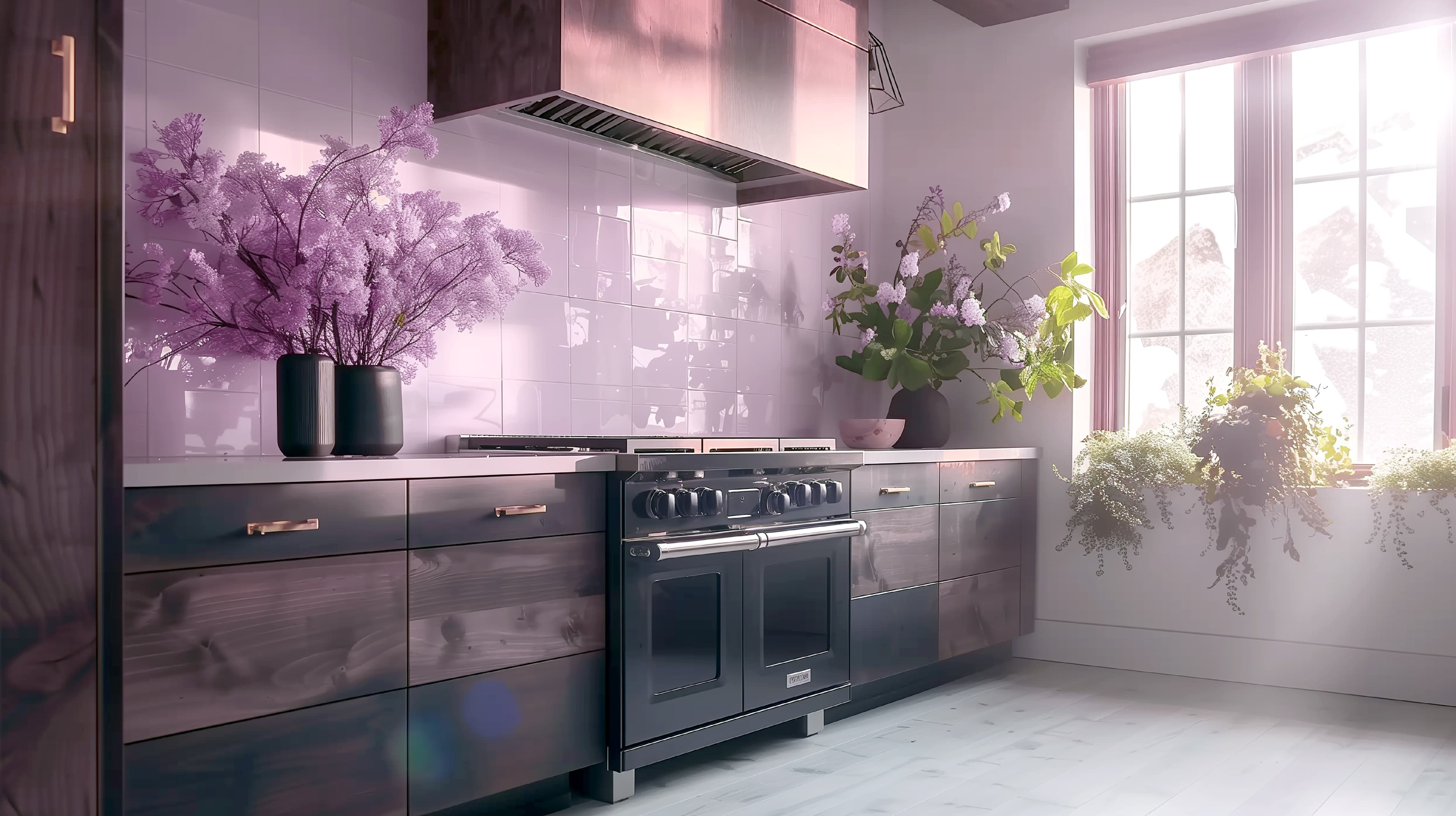 Digital lavender living room design
